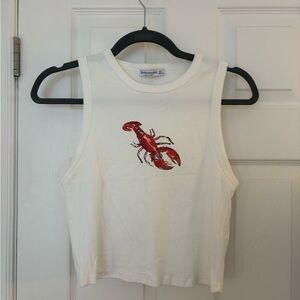 Stradivarius White Lobster Cropped Tank